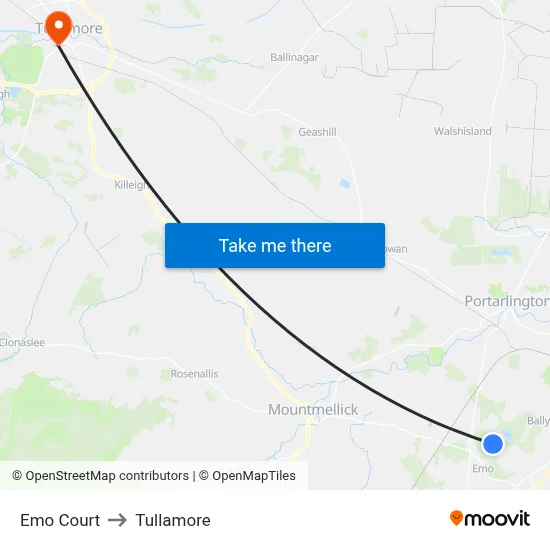 Emo Court to Tullamore map