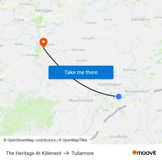 The Heritage At Killenard to Tullamore map