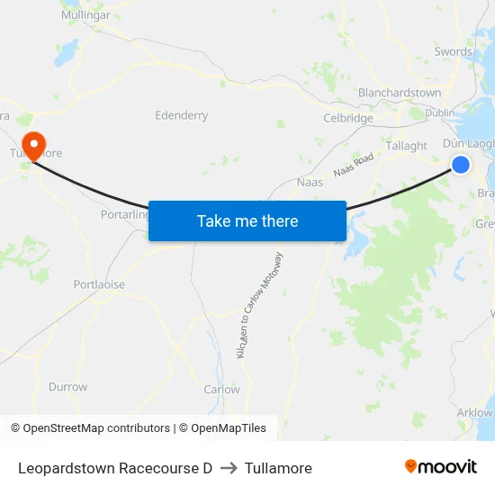 Leopardstown Racecourse D to Tullamore map