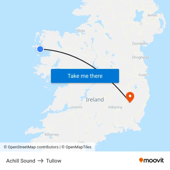 Achill Sound to Tullow map