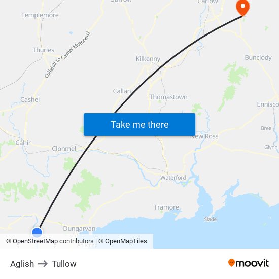 Aglish to Tullow map