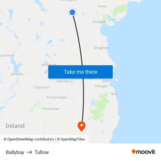 Ballybay to Tullow map