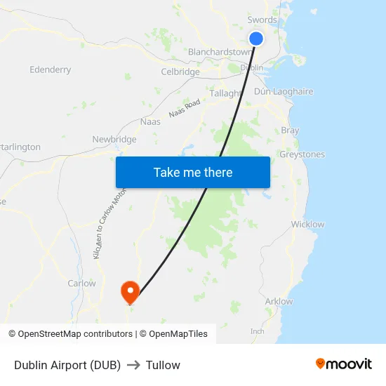 Dublin Airport (DUB) to Tullow map