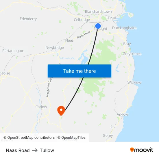 Naas Road to Tullow map