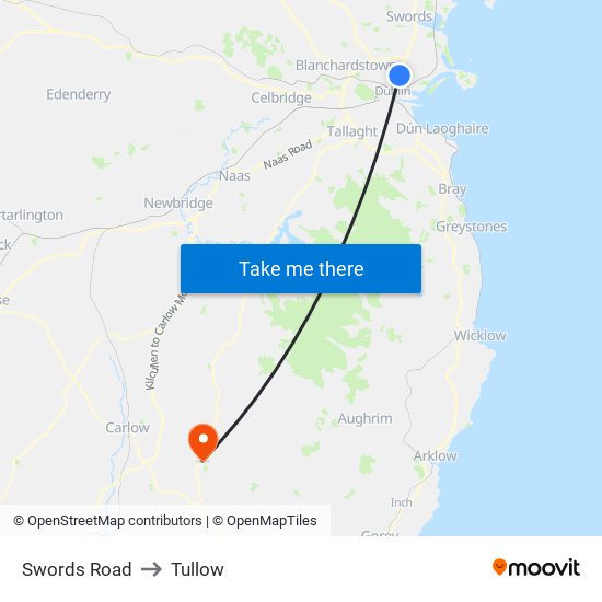 Swords Road to Tullow map