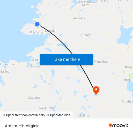 Ardara to Virginia map