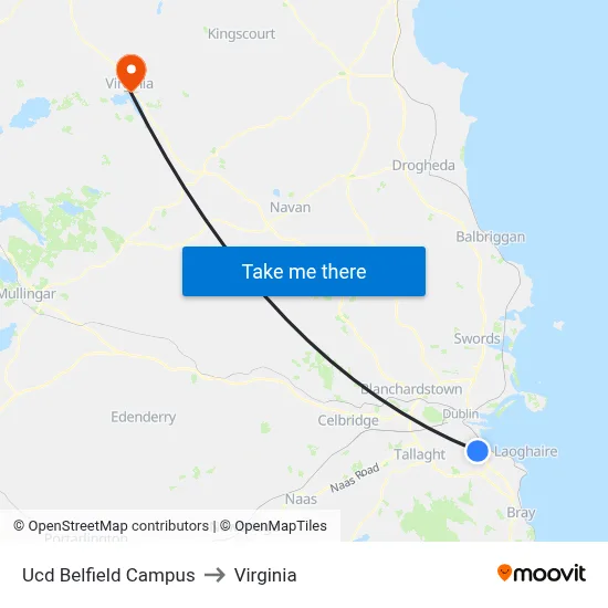 Ucd Belfield Campus to Virginia map