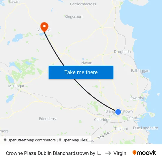 Crowne Plaza Dublin Blanchardstown by Ihg to Virginia map