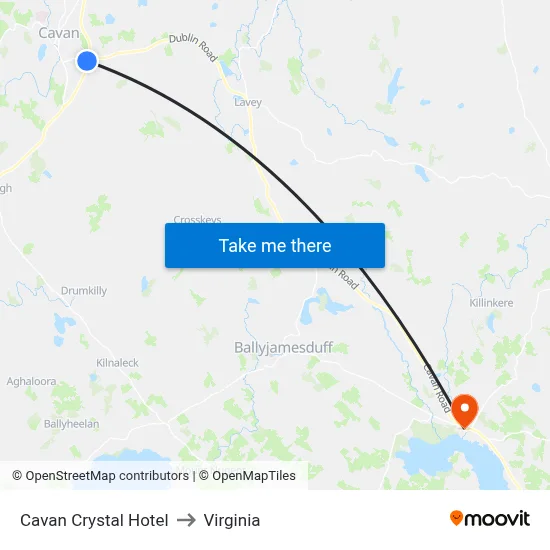 Cavan Crystal Hotel to Virginia map