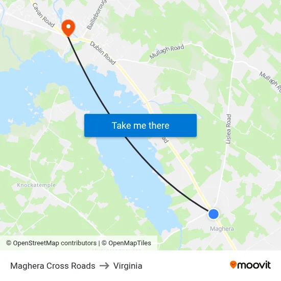 Maghera Cross Roads to Virginia map