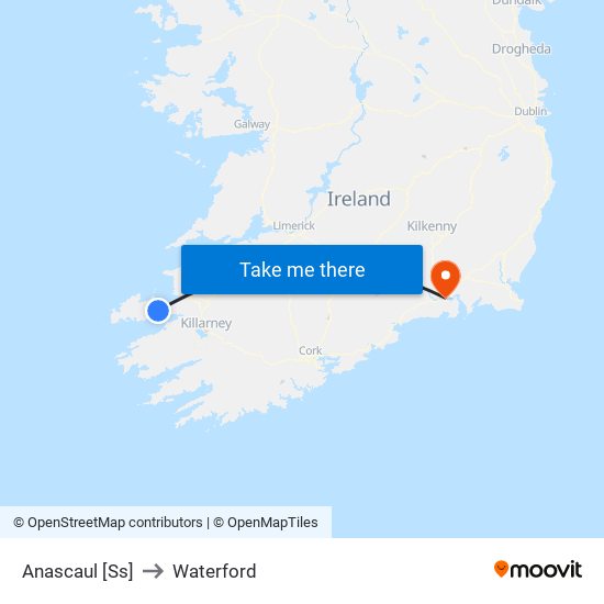 Anascaul [Ss] to Waterford map