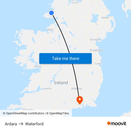 Ardara to Waterford map