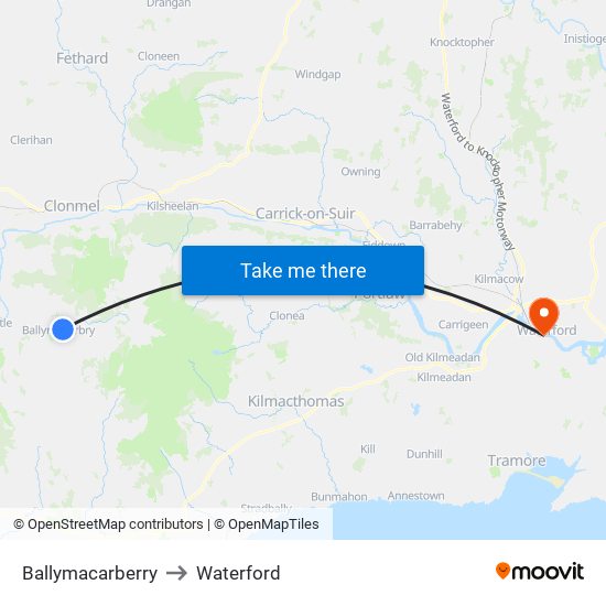 Ballymacarberry to Waterford map
