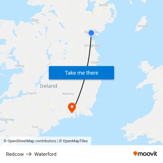 Redcow to Waterford map