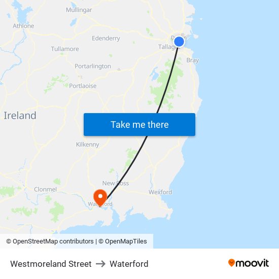 Westmoreland Street to Waterford map