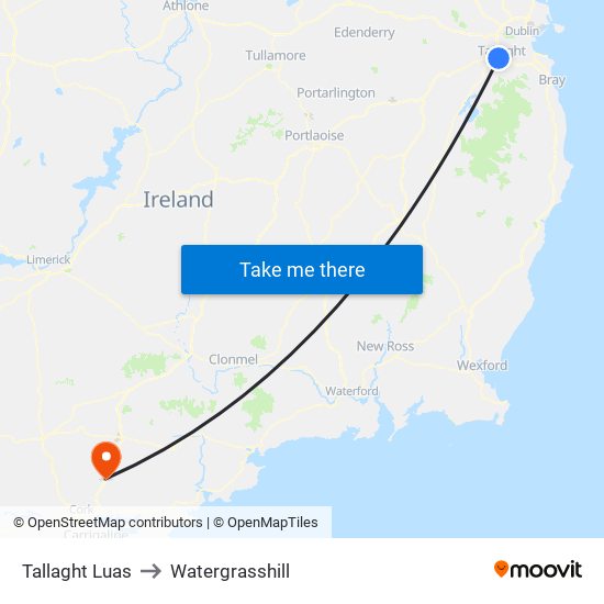 Tallaght Luas to Watergrasshill map