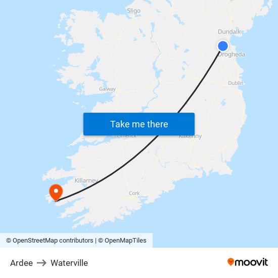 Ardee to Waterville map