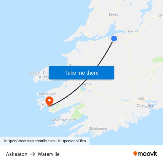 Askeaton to Waterville map