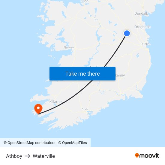 Athboy to Waterville map