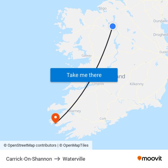 Carrick-On-Shannon to Waterville map