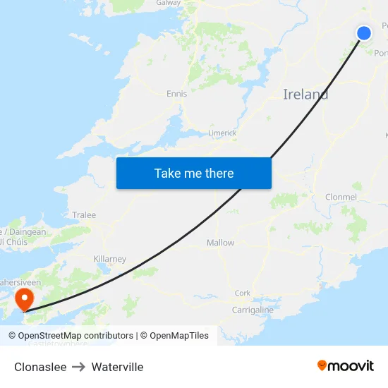 Clonaslee to Waterville map