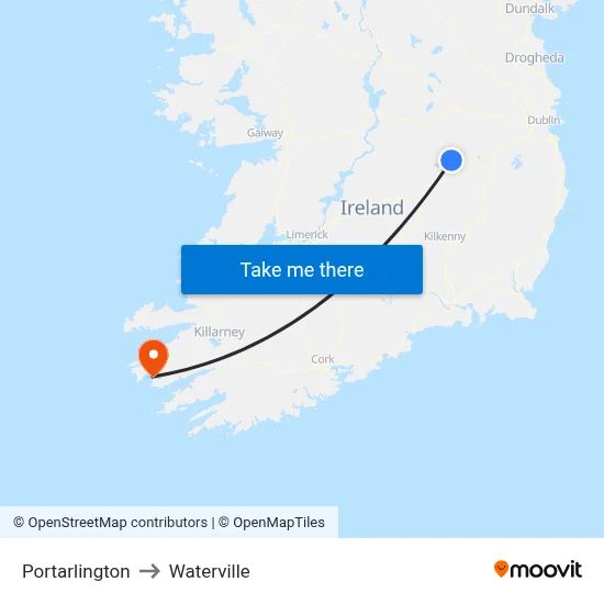 Portarlington to Waterville map