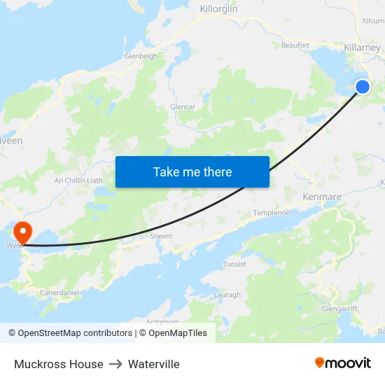 Muckross House to Waterville map