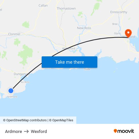 Ardmore to Wexford map