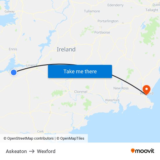 Askeaton to Wexford map