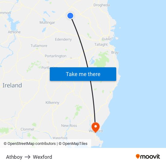 Athboy to Wexford map