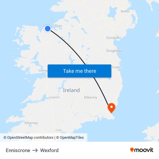 Enniscrone to Wexford map