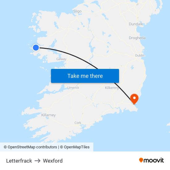 Letterfrack to Wexford map