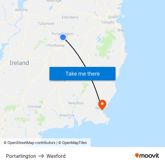 Portarlington to Wexford map