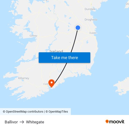 Ballivor to Whitegate map