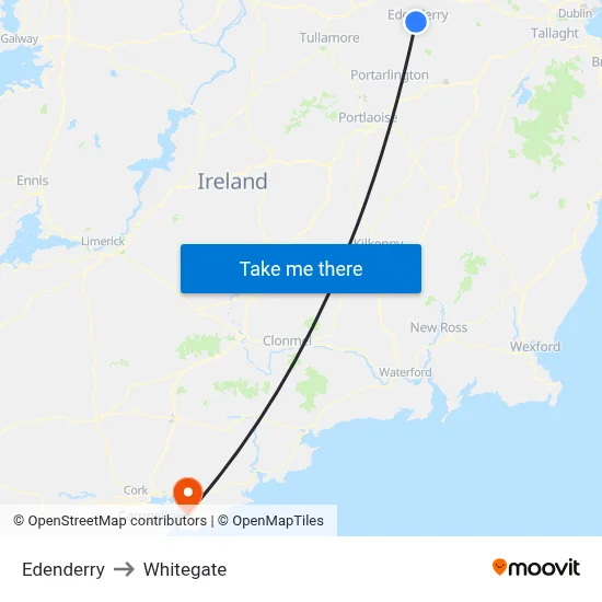 Edenderry to Whitegate map