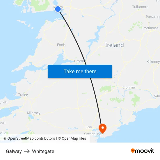 Galway to Whitegate map
