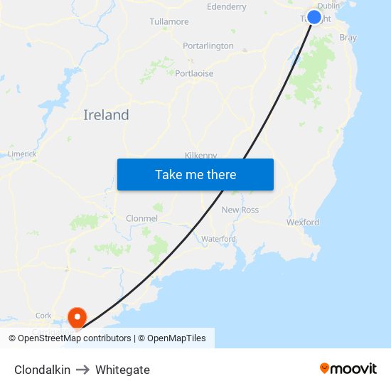 Clondalkin to Whitegate map
