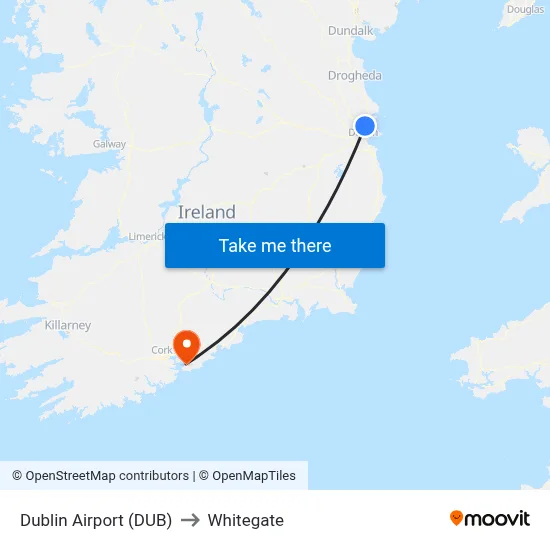Dublin Airport (DUB) to Whitegate map