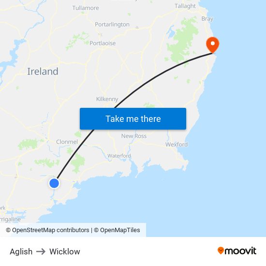 Aglish to Wicklow map