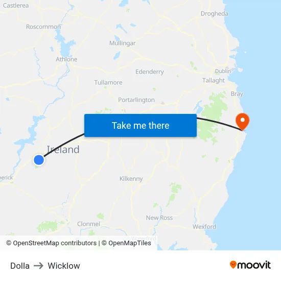 Dolla to Wicklow map