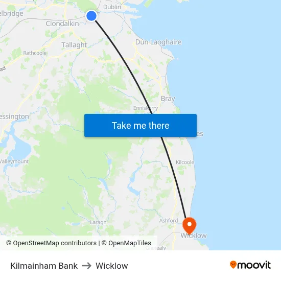 Kilmainham Bank to Wicklow map