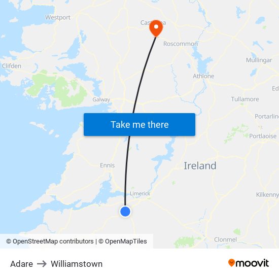 Adare to Williamstown map