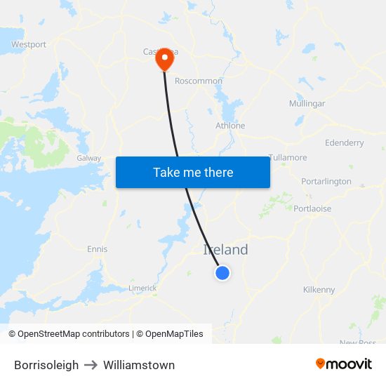 Borrisoleigh to Williamstown map