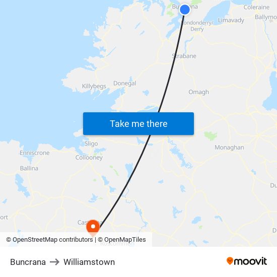 Buncrana to Williamstown map