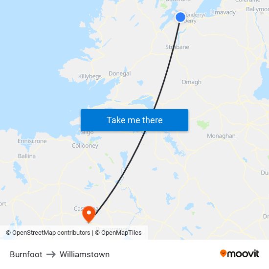 Burnfoot to Williamstown map