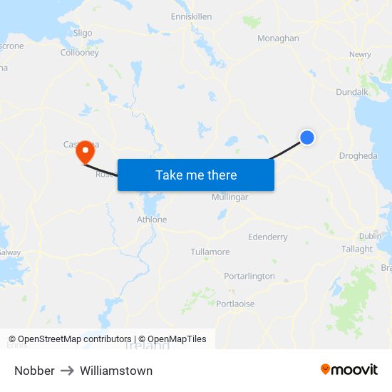 Nobber to Williamstown map