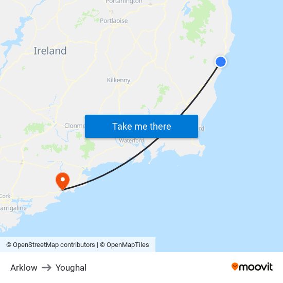 Arklow to Youghal map