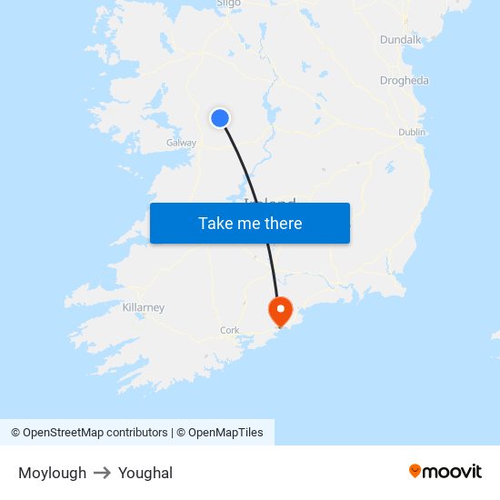 Moylough to Youghal map