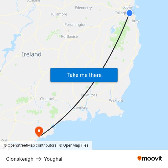 Clonskeagh to Youghal map