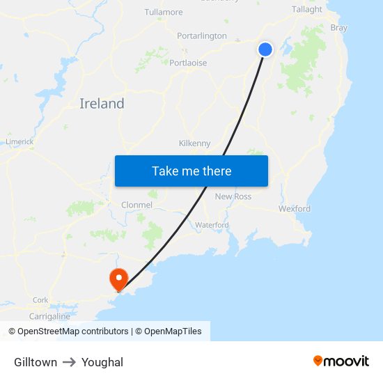 Gilltown to Youghal map